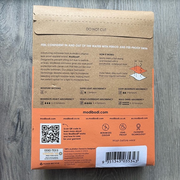 Modibodi Recycled Keyhole Crop Top + Hi-Waist Cheeky Briefs (Cobalt Blue) - Picture 5 of 5